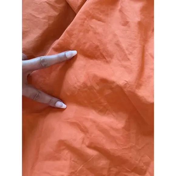 CECILIE COPENHAGEN anthropologie orange cotton Lonni poplin wrap midi dress - Picture 14 of 14